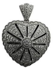 One Sterling Silver Diamond Pave Heart Pendant 0.24 CTTW